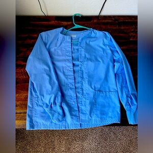Blue Button-Up Scrub Jacket